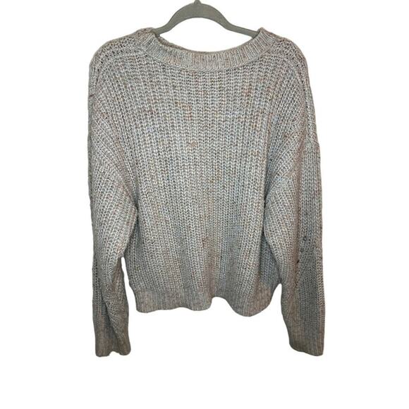 Point Sur Women’s Medium Long Sleeve Light Blue and Pink Wool Crew Neck Sweater - Picture 7 of 14